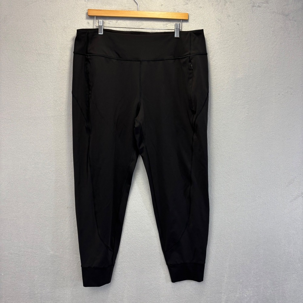 Athleta Rainier Jogger Pants Women XL Black High Rise Zip Pockets